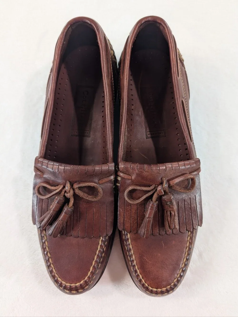 Vtg Cole Haan Country Brown Leather Kiltie Tassel Loafers 10.5 Classic Preppy